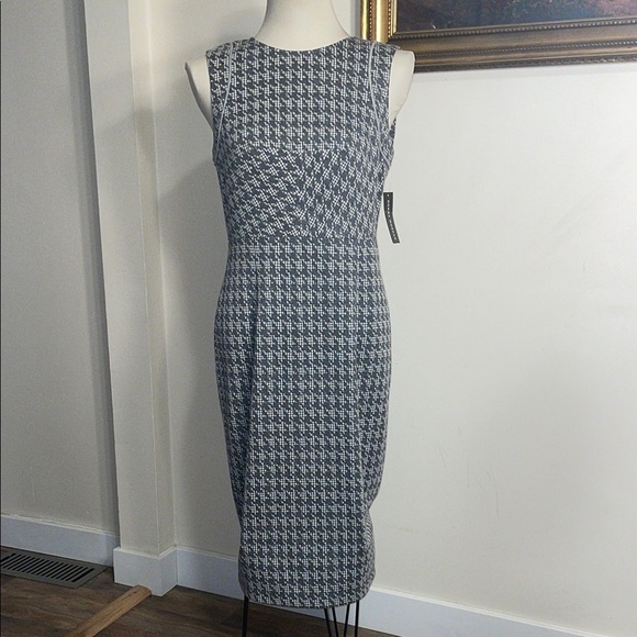 NWT Donna Morgan Sleeveless Dress/Sheath. Gray & White Houndstooth Pattern. SZ10 - Picture 1 of 13